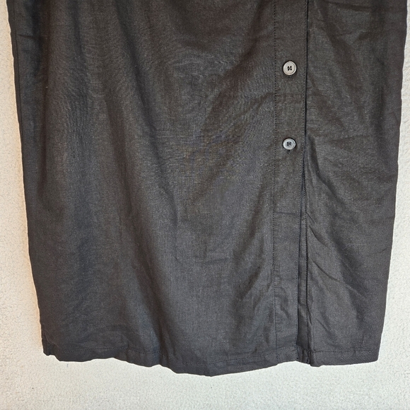 Tresure-Bond Womens Midi Skirt Sz XL Linen Blend Lined Pockets Front Button - Picture 3 of 11